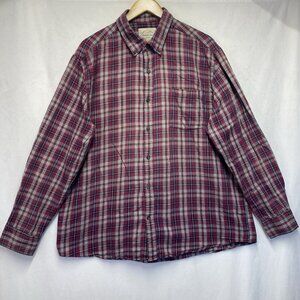 St. JOHN'S BAY Flannel Plaid Button-Down Shirt Men XL Multicolor Single Pocket